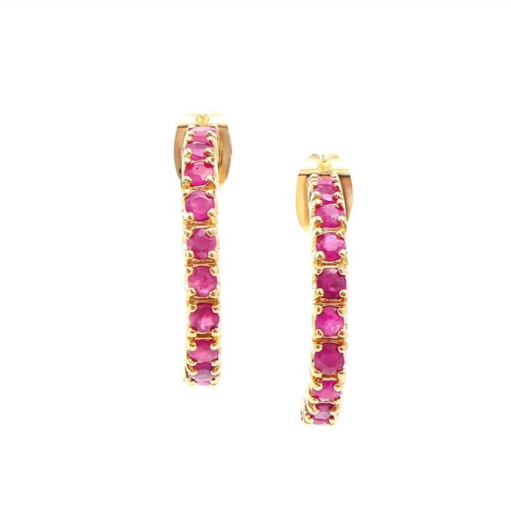 3.38ct REAL Ruby & Diamond Earrings | 18K Gold Layered Designer Glam 💖